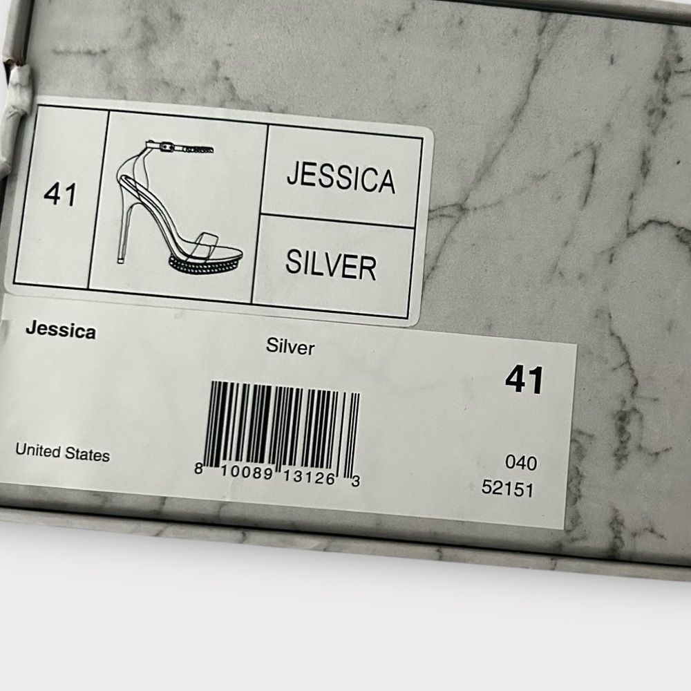 Jessica Rich Silver Chain Stiletto Pumps Size 41 New in Box Ankle Straps - Picture 6 of 7